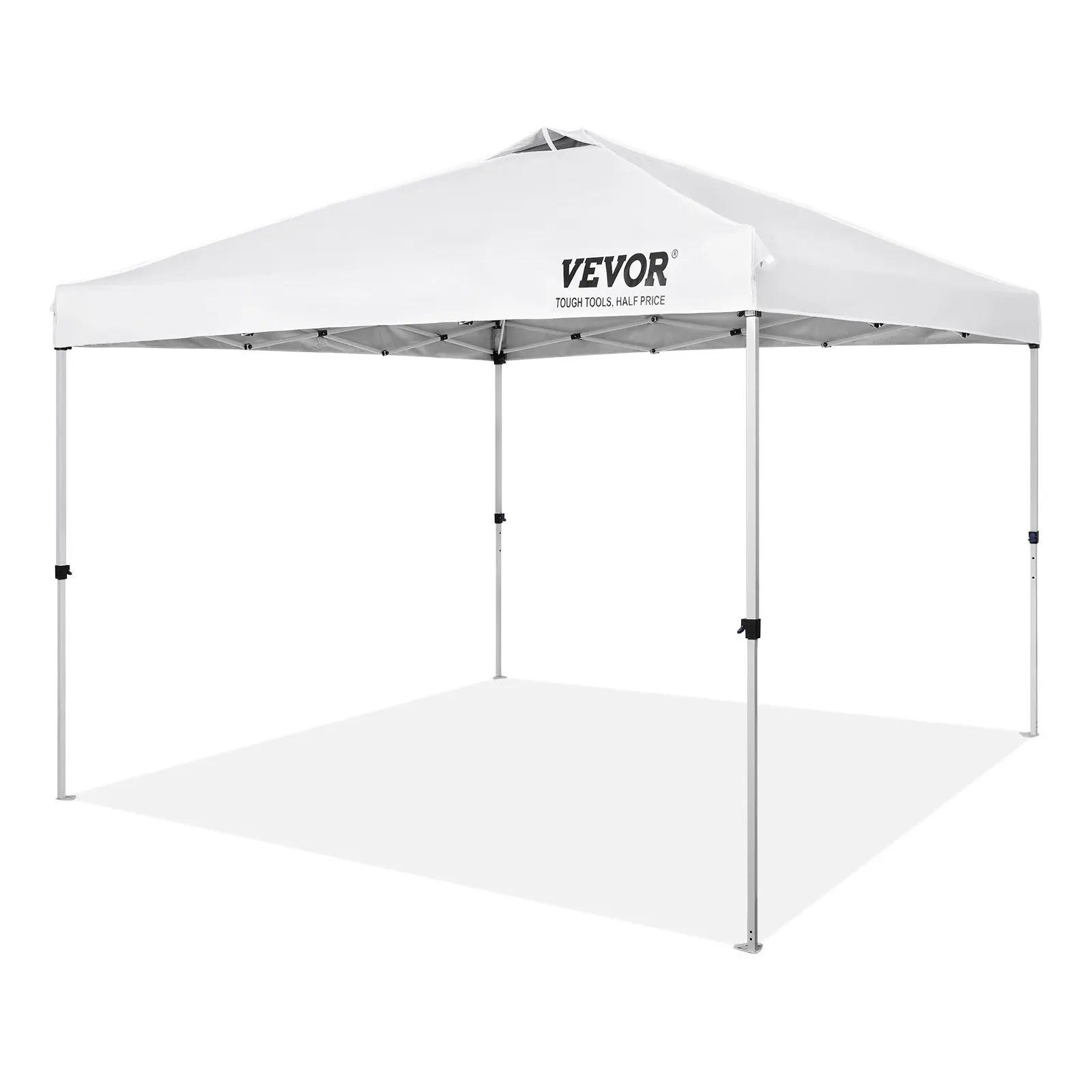 

VEVOR Pop Up Canopy Tent, 10X10 Ft, 250 D PU Silver Coated Tarp, with Portable Roller Bag and 4 Sandbags, Waterproof and Sun S