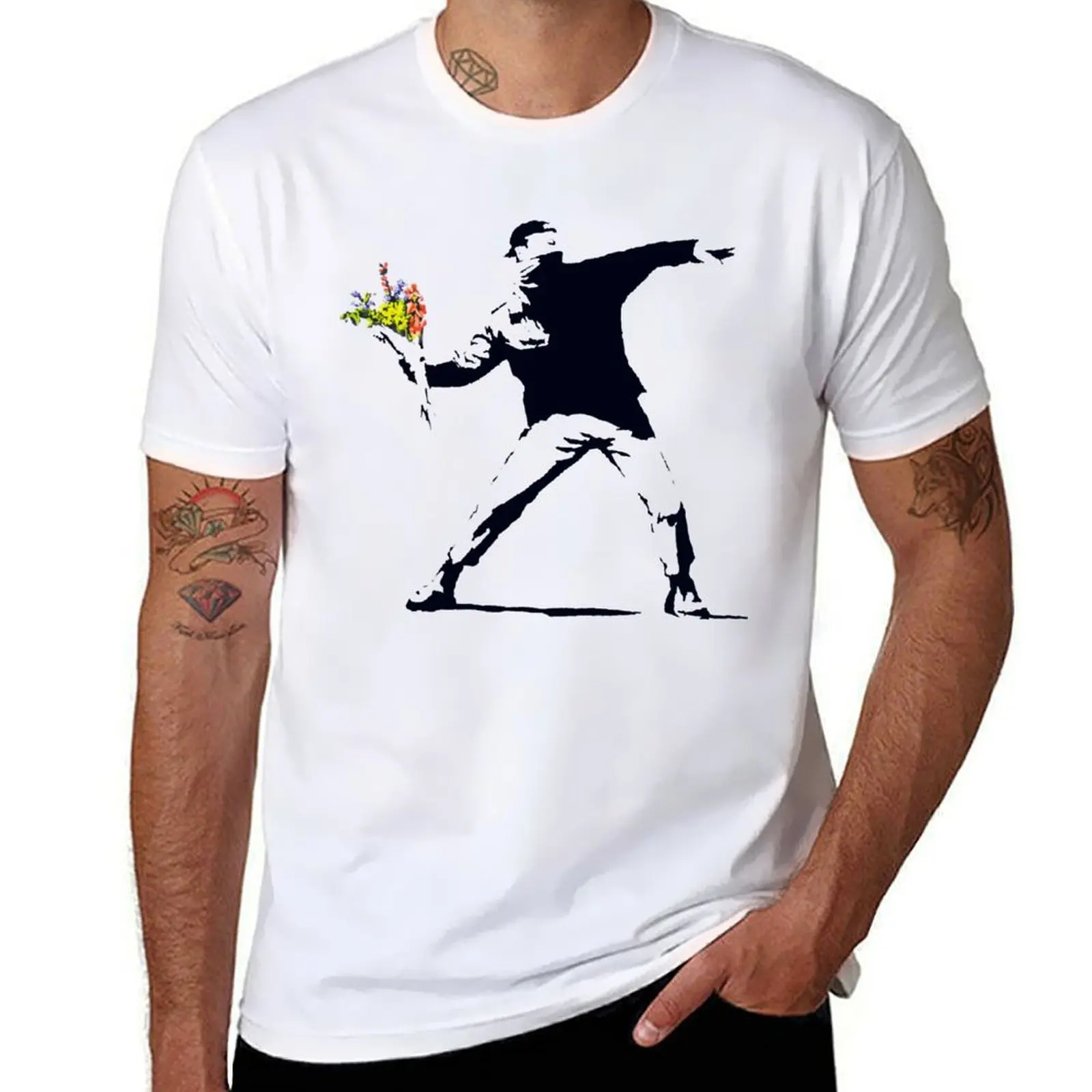 

Retro Style Arts Banksy The Best Flower Throw Awesome Since T-Shirt funny costumes vintage clothes Clothing t shirts men