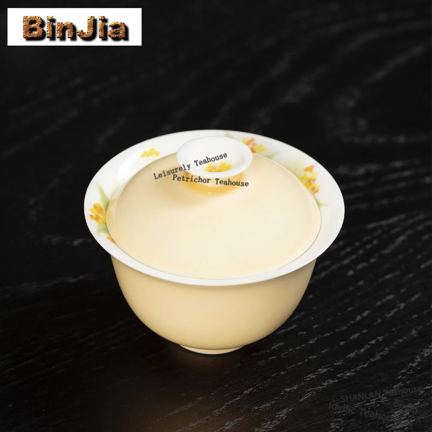 100ml Apricot Yellow Hand-painted Osmanthus Gaiwan Zen Tea Tureen Tea Bowl with Lid Kit Tea Maker Cover Bowl Cafes Ornaments