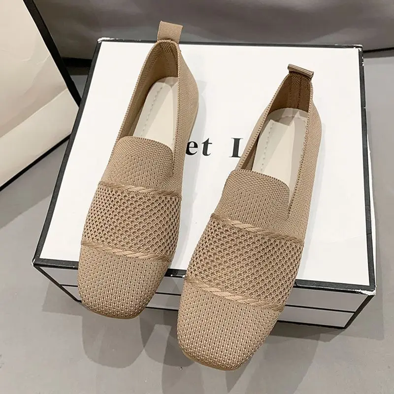 2023 New Summer Mesh Square Toe Breathable Women Shoes Fashion Hollow Out Casual Flat Shoes for Women Zapatos De Mujer