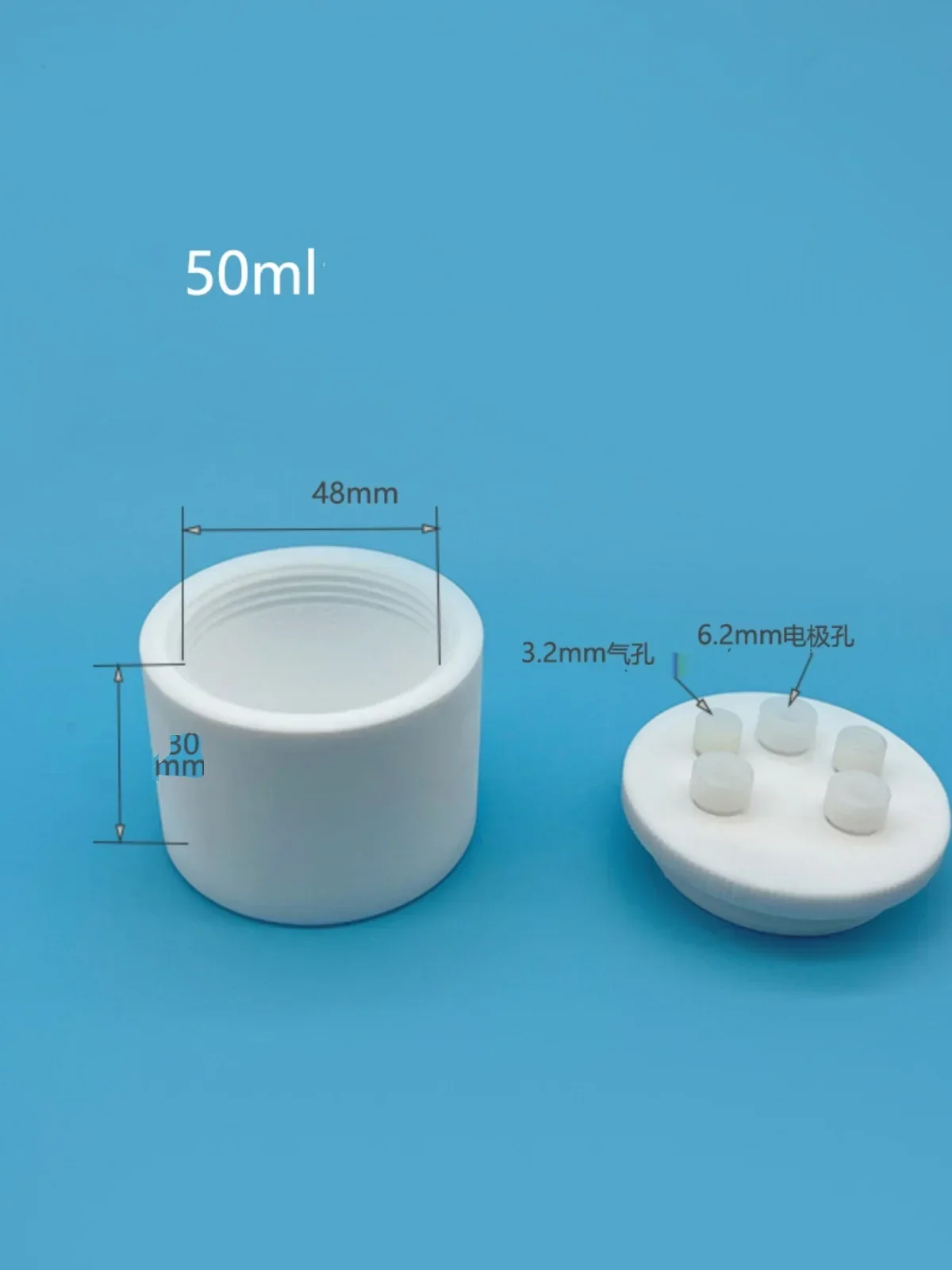 Célula electrolítica de PTFE sellada/sistema de tres electrodos, celda electrolítica sellada de PTFE