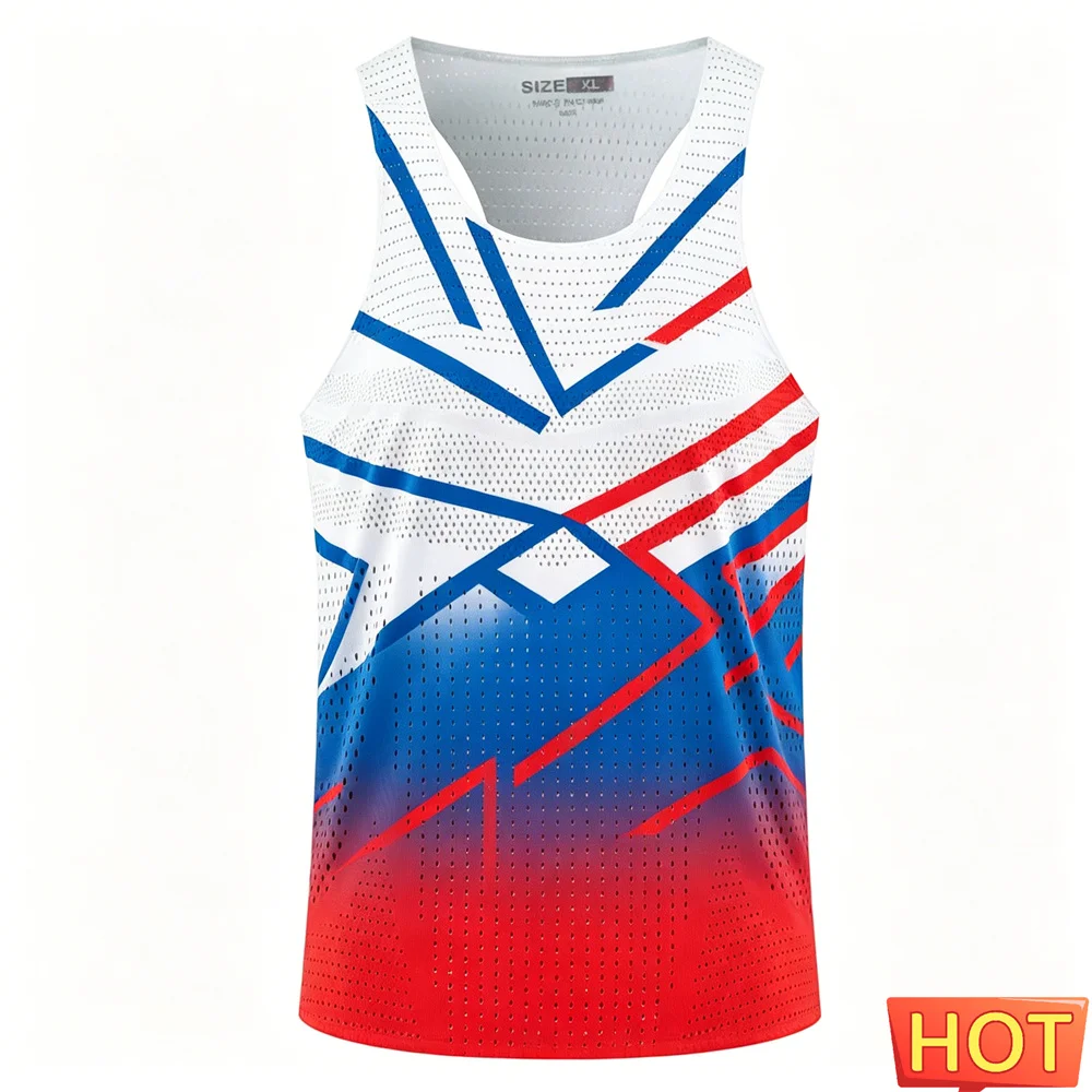 Blue and white running Men's sleeveless T-shirt y2k men's running vest Marathon sports men women's vest men's t-shirts tank tops