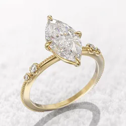 Huitan Luxury Solitaire Crystal Marquise CZ Rings Silver Color/Gold Color Fashion Contracted Wedding Bands Jewelry for Women Hot