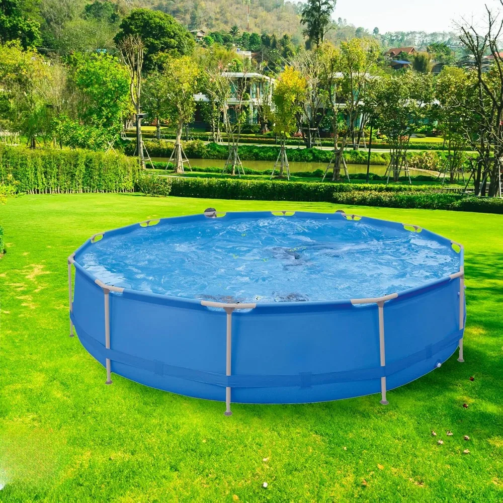 

Above Ground Swimming Pool, 15 Ft X 36 in, Round Steel Frame with Triangle Lock Frame, Outdoor Swimming Pools