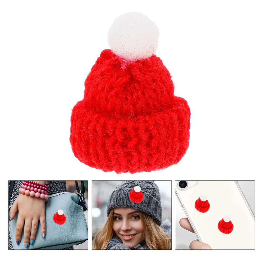 

20Pcs Christmas Hat Accessories Handmade Knitted Mini Hats DIY Christmas Decorations Craft Supplies for Tree Ornaments Party