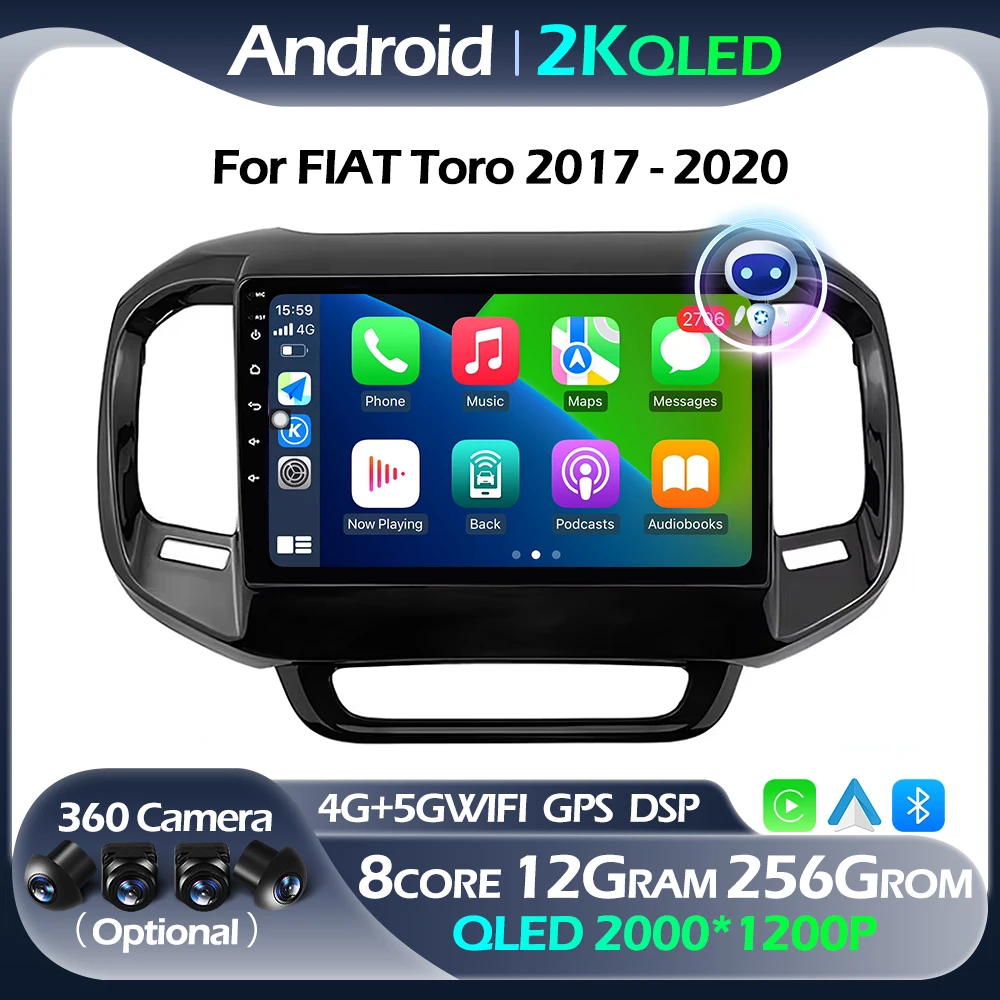 

Для FIAT Toro 2017-2020 GPS навигация Авторадио мультимедийный Carplay Android авто 5GWIFI BT RDS DSP