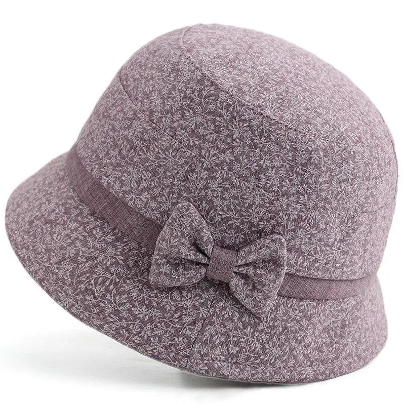 Women's Fishing Cap Sun Protection Spring Autumn Cotton Polyester round Top Short Brim Hat for Middle-Aged And Elderly