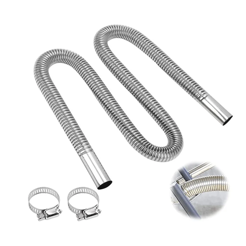 300cm Car Auto Air Parking Heater Exhaust Pipe with 2 Clamps Exhaust Hose for Power Generator, Exhaust Pipe