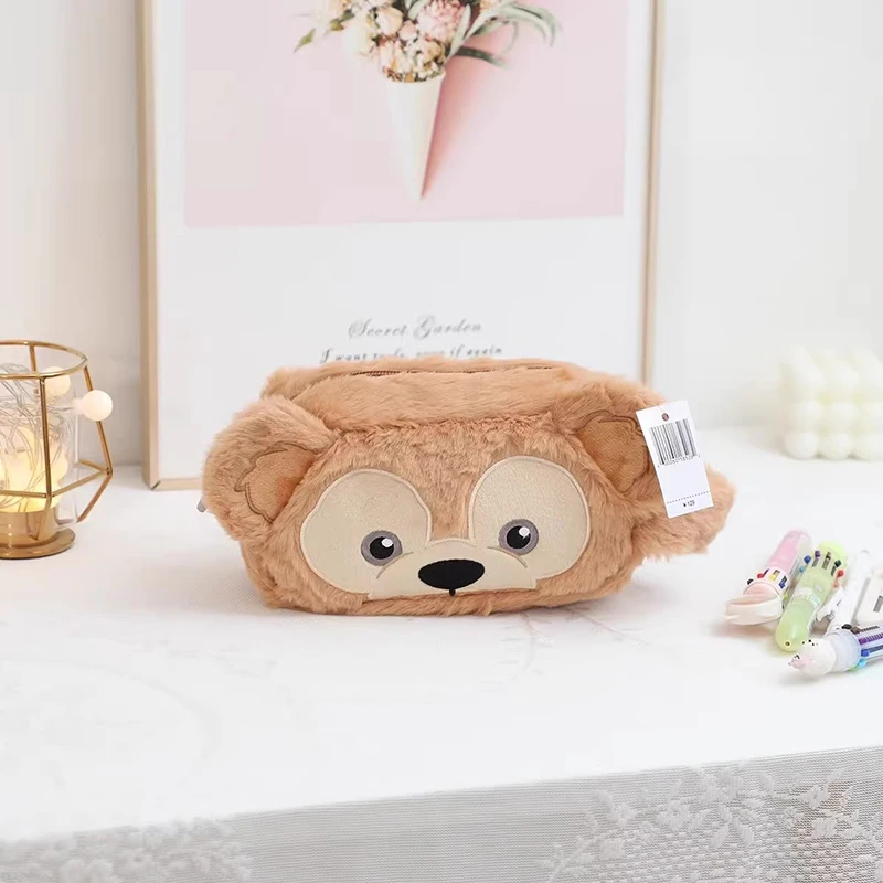 Disney Plush Cosmetics Bag Shelliemay Disney Bear Duffy Kawaii Cartoon Student Pencil Case Cosmetics Storage Bag Toys Girls