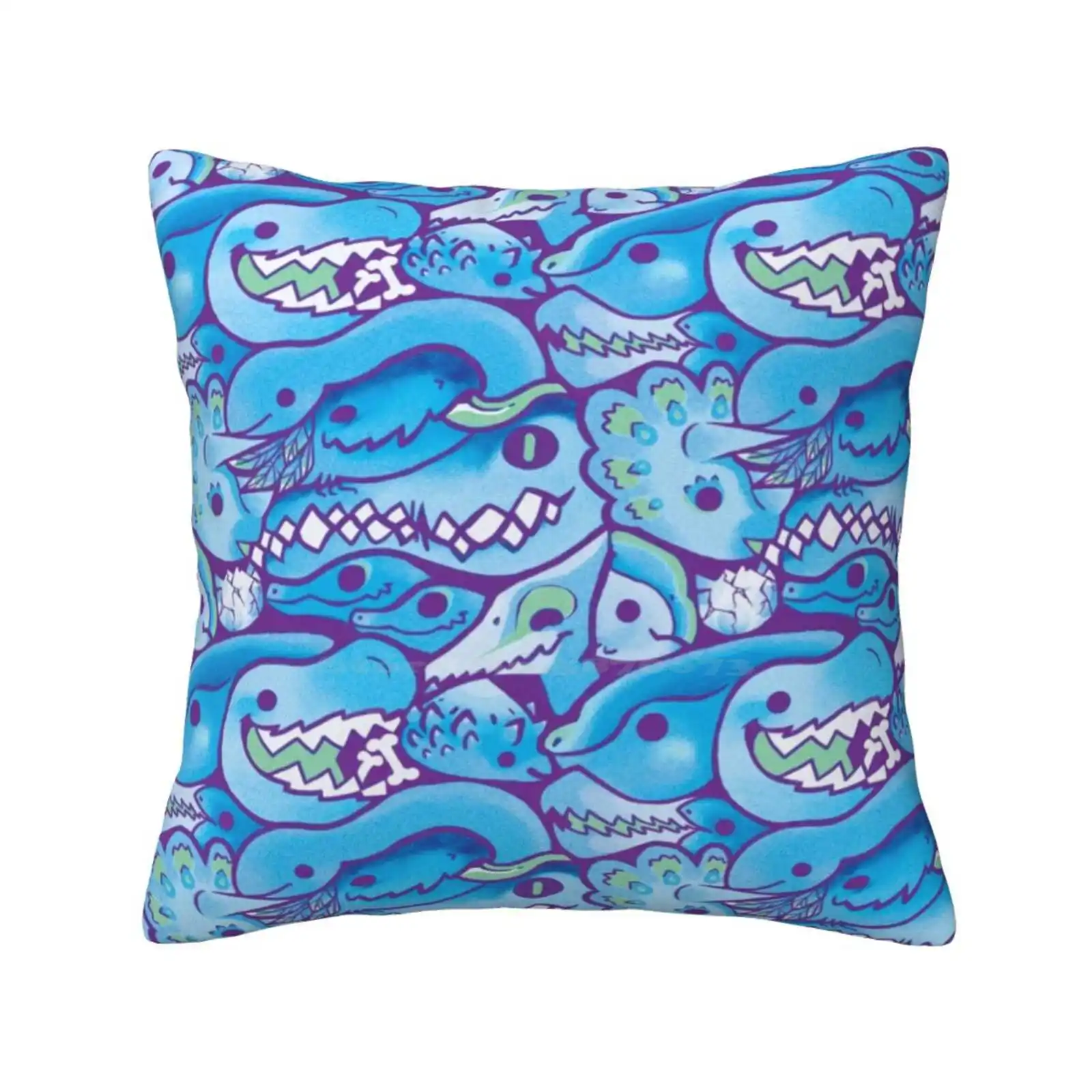 Dinosaur Pattern In Blue Soft Comfortable Pillowcase Dinosaurs Crowd Group Huddle T Rex Tyrannosaurus Brachiosaurus Saurolophus