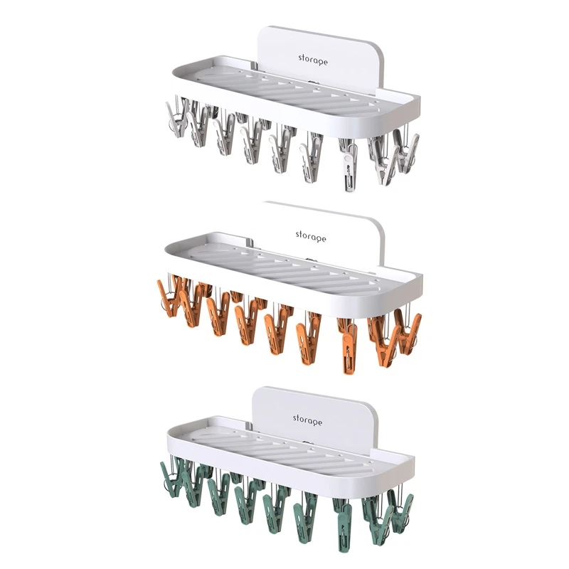 

Folding Clothes Hanger Multifunction 17 Clips Drying Rack for Socks Underwear Towel Balcony for Bathroom Storage