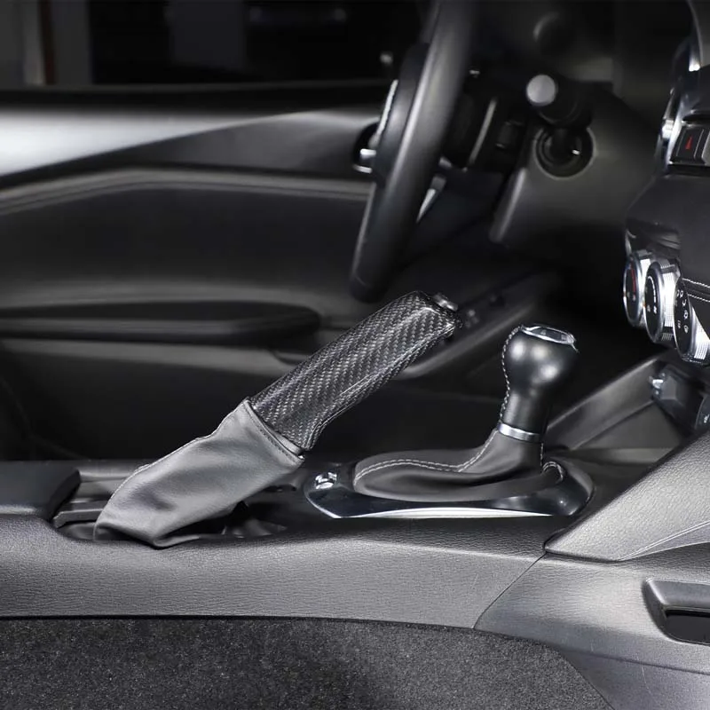 

For 2016+ Mazda MX-5/Fiat 124/Abarth 124 car interior accessories Real carbon fiber car handbrake lever protective cover
