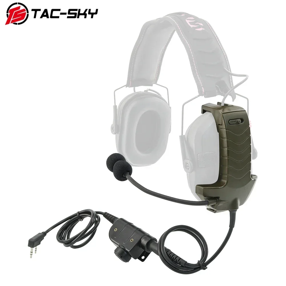 TS TAC-SKY Y cable microphone/silgex 2-pin PTT kit compatible with Walker's Razor Ultra Slim Electronic Over-Ear Tactical Headse