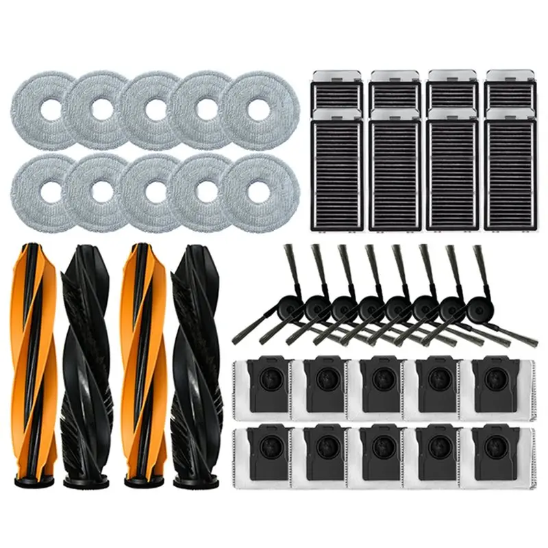 

A60T Effortless Replacement Accessories 40Pcs Brush Filter Mop Cloths Dust Bag For Dreame L40s Ultra/L40s Pro Ultra Vacuum Clean