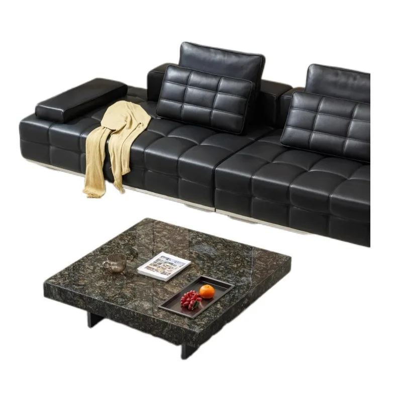 Imported natural luxury stone, platinum diamond floating coffee table, modern minimalist square box coffee table