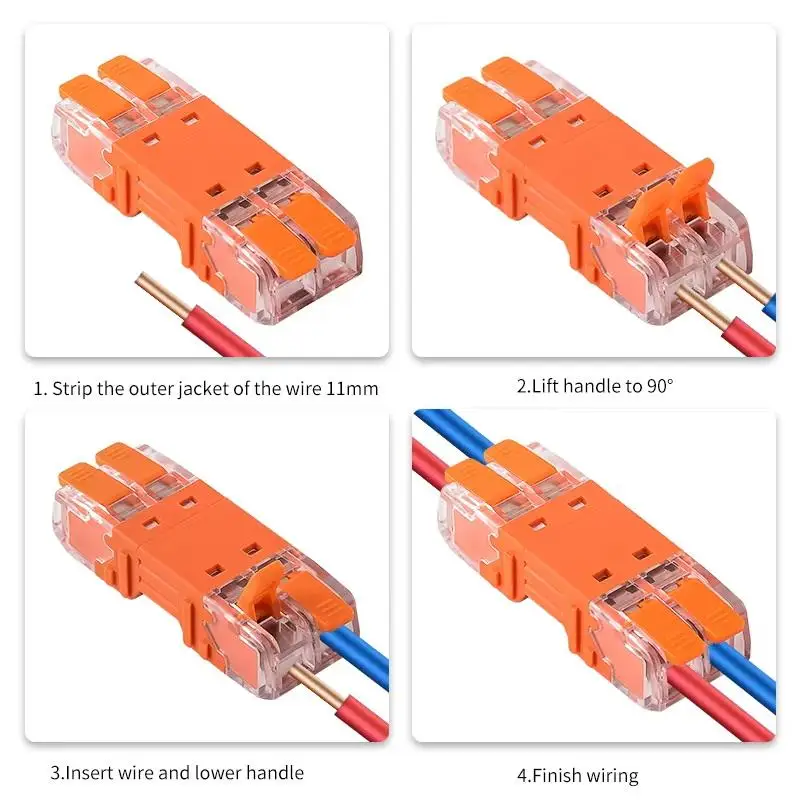 Quick Lever Splicing Wire Connectors Plugable Male Female Terminals 2/3/4 Pins for Home Electrical Wiring DIY Projects
