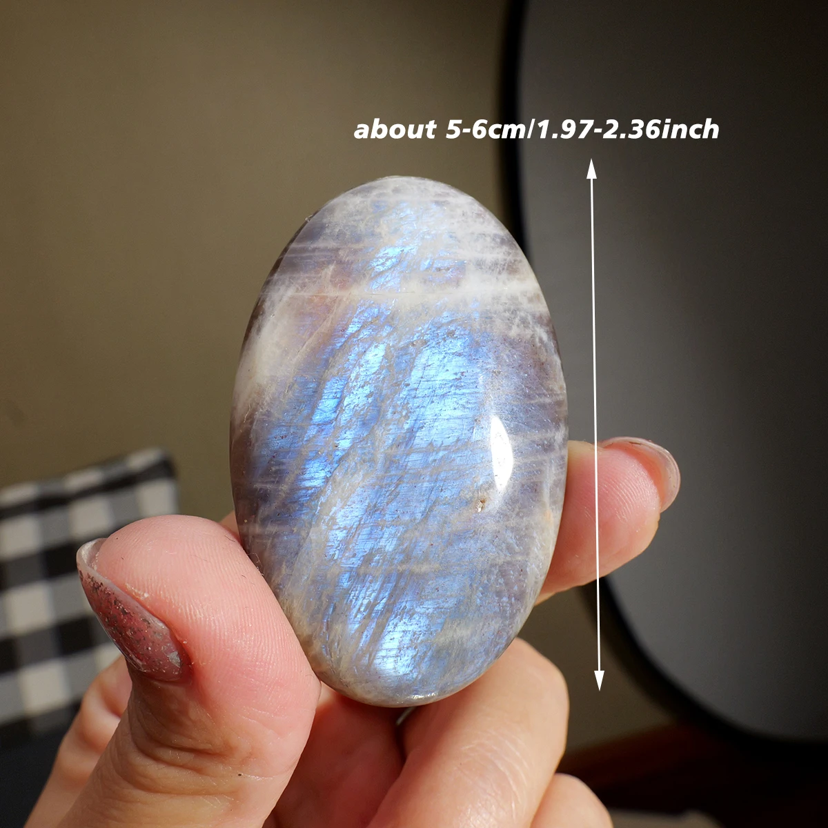 1 قطعة حجر القمر الأزرق الطبيعي كريستال النخيل الحجر للعقل شفاء إصبع تدليك الطاقة شفاء فنغ شوي اليوغا ديكور المنزل