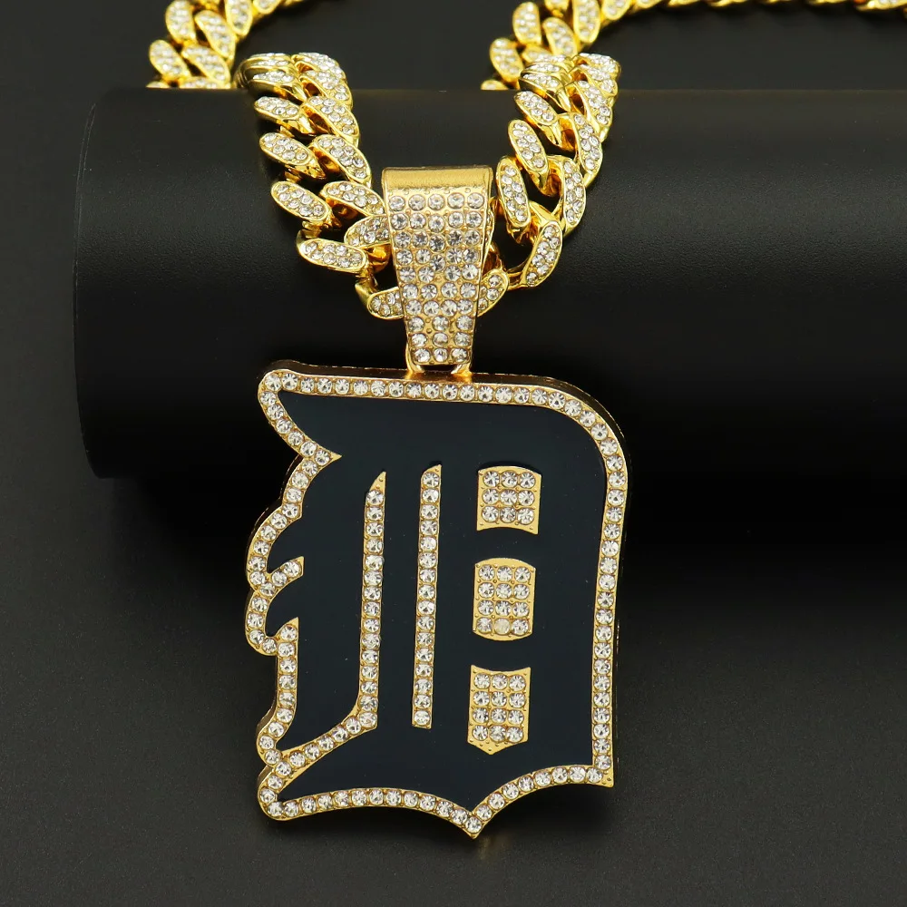 

Men's Hip Hop Cuban Chain Necklace with Letter Locomotive wear Trendy Football Team Style Jewelry Streetwear Accessories