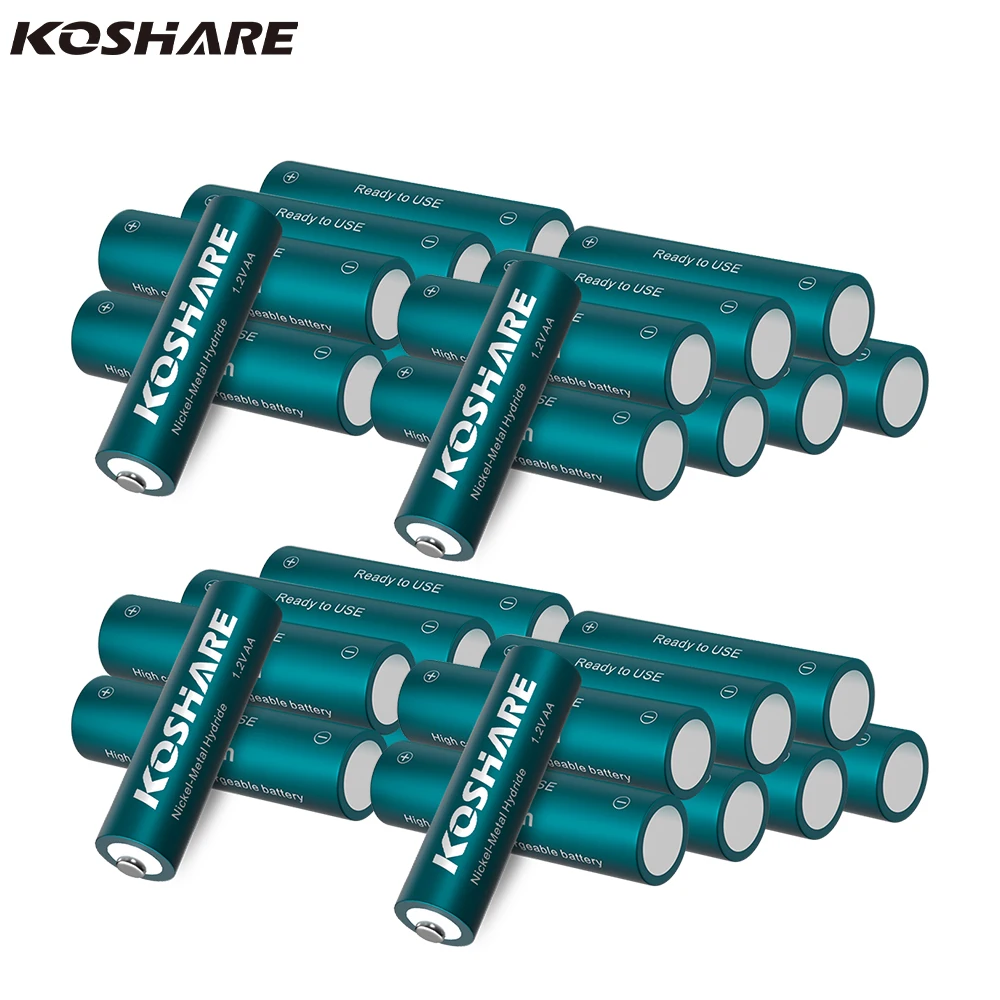 

KOSHARE 1.2V AA 600mAh Ni-MH Rechargeable Battery for Flashlights Industrial & Mining Lamps - Real Capacity Nickel-Metal-Hydride