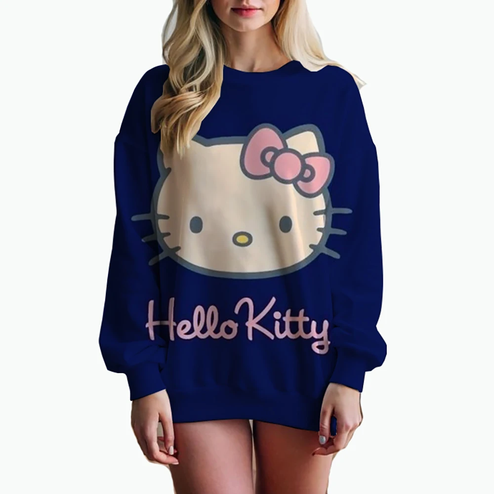 HELLO KITTY Streetwear Hoodies Fashion Women Sweatshirt Autumn Winter Long Sleeve Harajuku Hooded Sweater Cartoon sudadera mujer