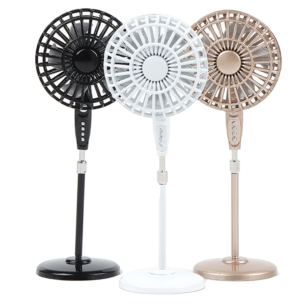 1:12 Dollhouse Mini Metal Fan Rotating Mini Electric Fan Models for Dollhouse Living Room Furniture Accessories,C