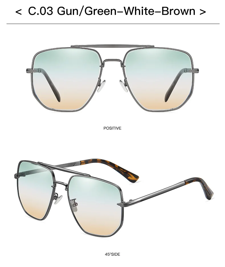 Heißer Verkauf Sonnenbrille Männer Platz Doppel Strahl Mode Dradient Brillen Retro Marke Driving Shades Klassische Gläser UV400 – Detail 4