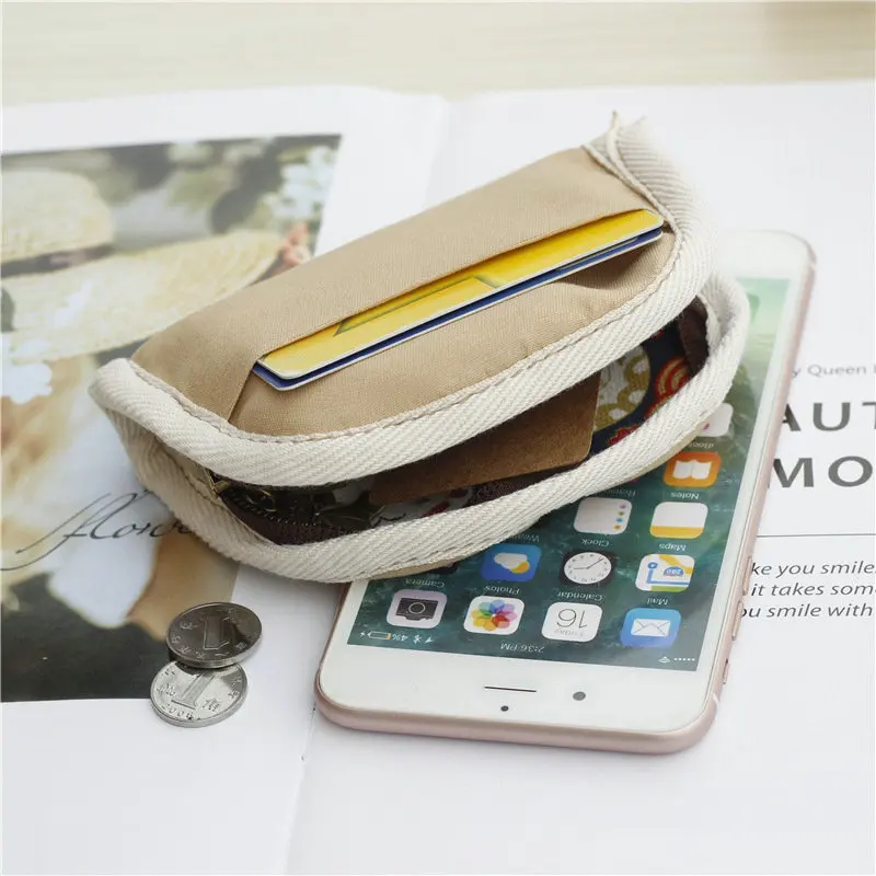 Coin Purse Vintage Shell Canvas Cute Short Wallet Women Card Holder Clutch Kids Cartoon Animals Small Change Bag