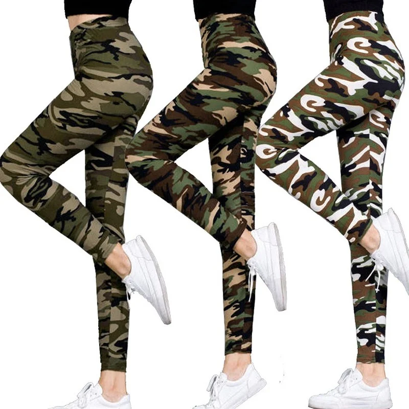 Kamuflaż Legging kobiety wysoka talia Fitness legginsy kobiety drukowanie mleko jedwabne legginsy damskie spodnie SA0029