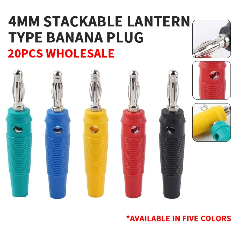 

20Pcs 4mm Banana Plug Lantern Regulated Power Supply Universal Meter Test Plug Welding-Free Soft Rubber Shell Non-Slip Sheath
