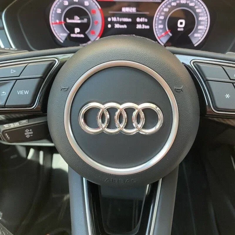 Car Steering Wheel Center Emblem Logo Sticker For AUDI Trim Frame Badge Decor Ring Cover Auto Accessories Q5 Q3 Q7 A3 A4 A6 S3