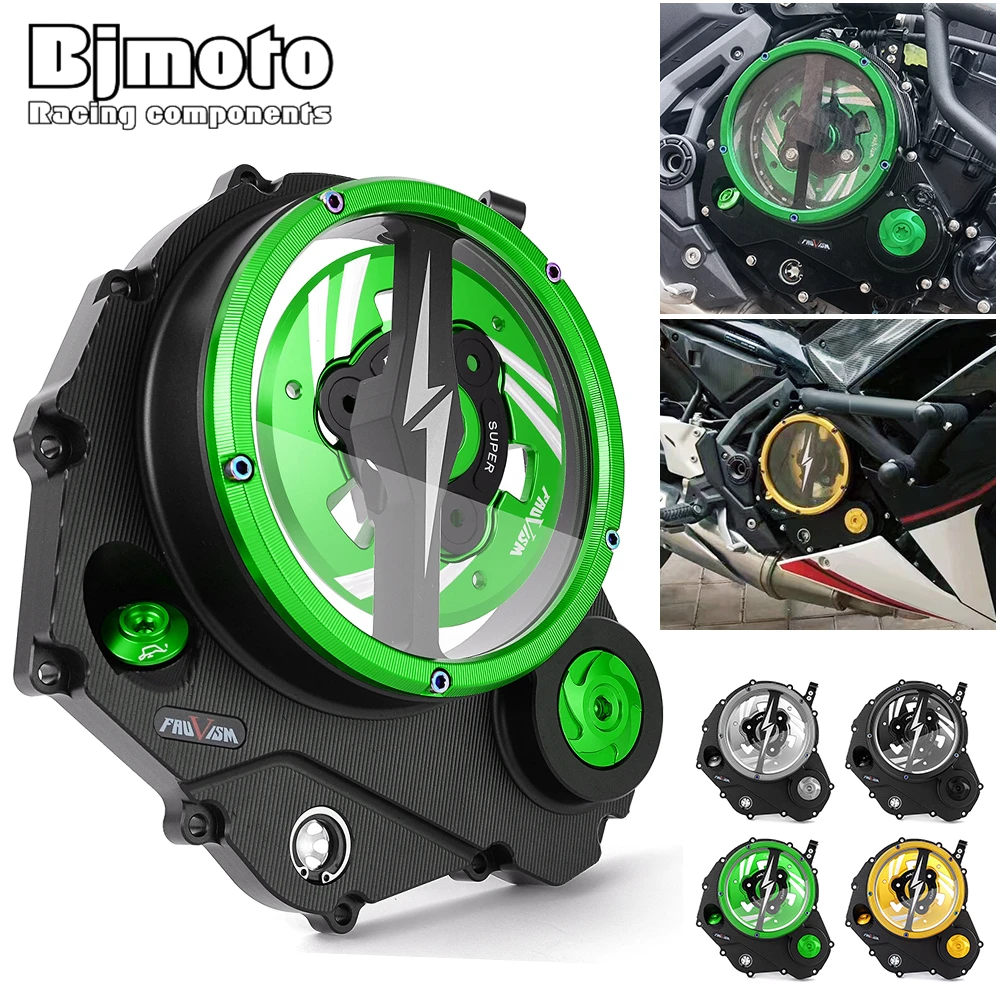 For Kawasaki Z650 Ninja 650 Racing Clear Clutch Cover & Spring Retainer Motorcycle 2017 2018 2019 2020 2021 2022