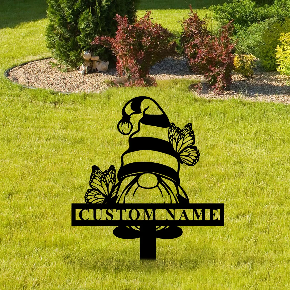 Custom Gnomes Gartenschilder Name, Garden Metal Stake, Personalized Name Yard Sign, Outdoor Door Garden Decor, Garden Art