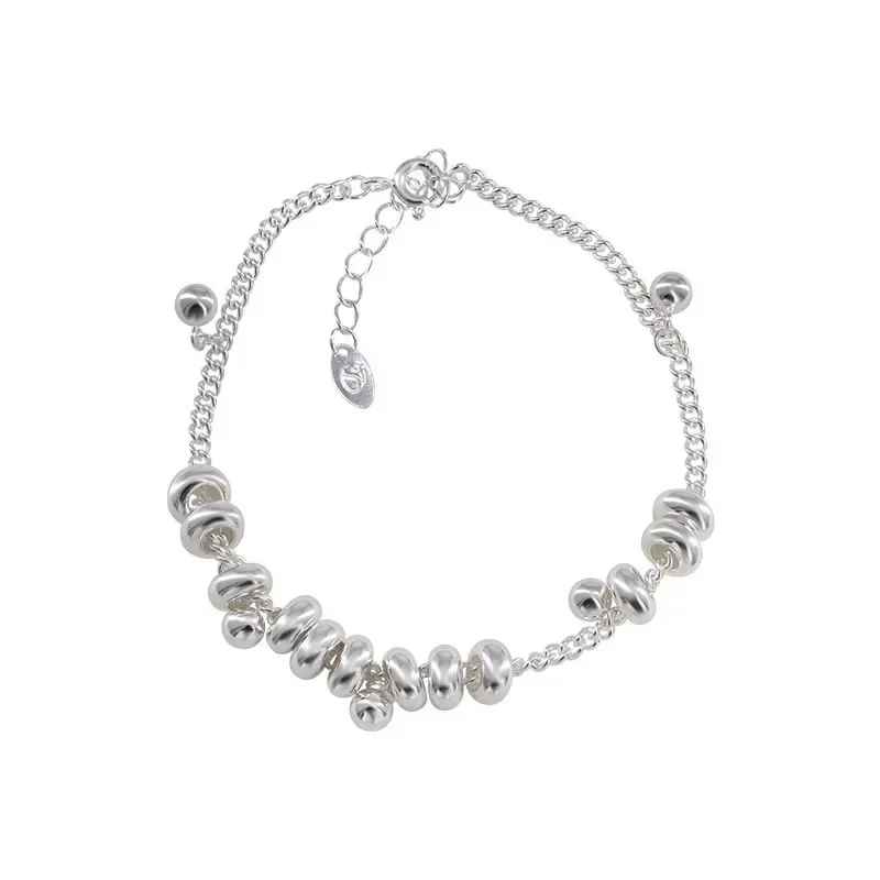 

Настоящее серебро 925 пробы, нерегулярные бусины, геометрическая цепочка, браслеты-подвески для женщин, модные ювелирные изделия, минималистичные аксессуары