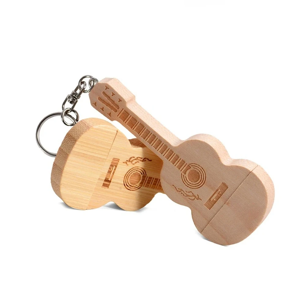 USB 2.0 플래시 드라이브 기타 나무 펜 드라이브 열쇠고리 메모리 스틱 예쁜 USB 스틱 창의적인 선물 메이플 우드 펜드라이브 64GB 32GB