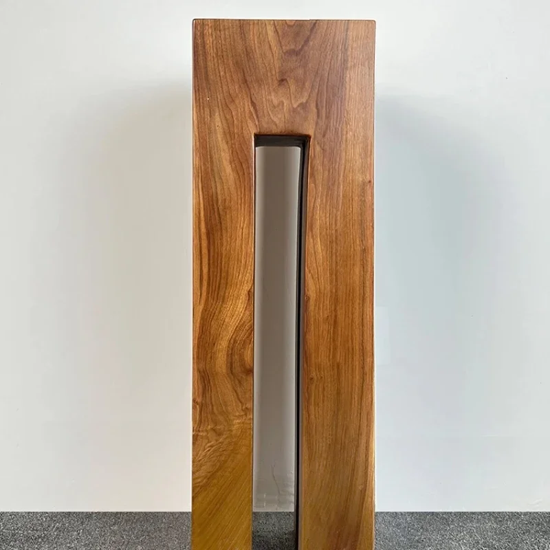 Wabi Sansan wind solid wood pier base antique square pillar home living room tea room entrance wood carving geometric retro