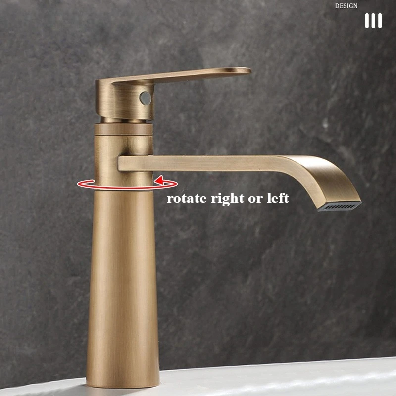 Basin Faucets Antique Bronze Bathroom Faucet Hot & Cold Brass Bathroom Sink Faucet Deck Mounted Lavotory Faucet  Mixer Water Tap