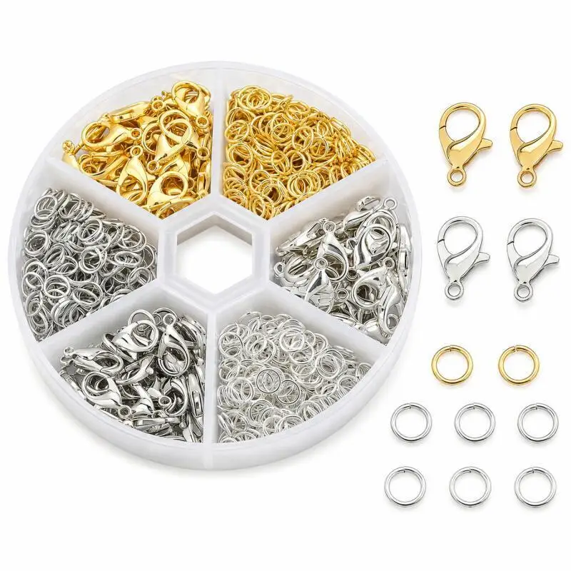 Legierungs-Zubehör Schmuckzubehör-Set Ohrring-Bastelset Karabinerverschluss Offene Verbindungsringe Reparaturwerkzeuge DIY Schmuckherstellungszubehör – Detail 3