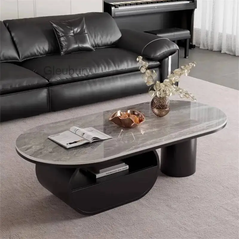Mesa de centro de luxo leve para casa, apartamento pequeno, oval, com gaveta, criativa, simples, mesas de centro para sala, móveis