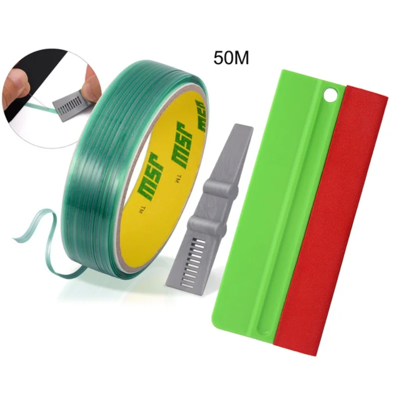 50M Vinyl Wrap Film Knifeless Tape Design Line Car Stickers Cut Aid Squeegee Cutting Tape Set  Carbon Fiber Knife Car Styling To