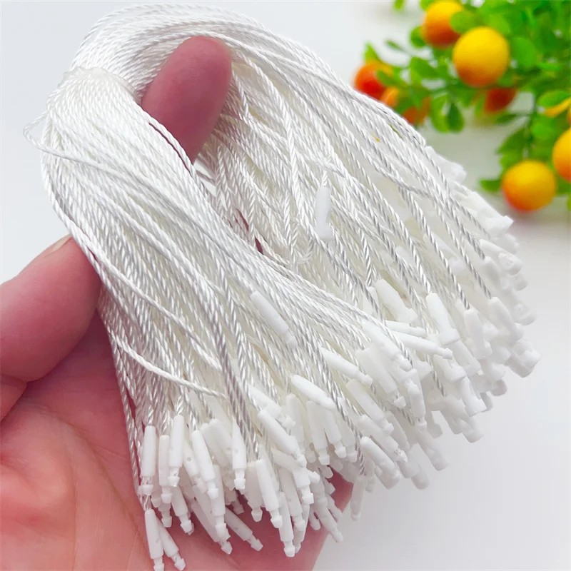 

10000pc Beige/Black Bag Tags Card Cord Polyester Plastic Label Rope DIY Garment Tag Rope String Snap Lock Pin Loop Tie Wholesale