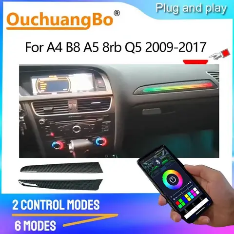 Ouchuangbo LED 앰비언트 라이트, 내부 분위기 조명, 백라이트 트림, 256 색상, A4, B8, A5, 8rb, Q5, 2009-2017 램프 키트