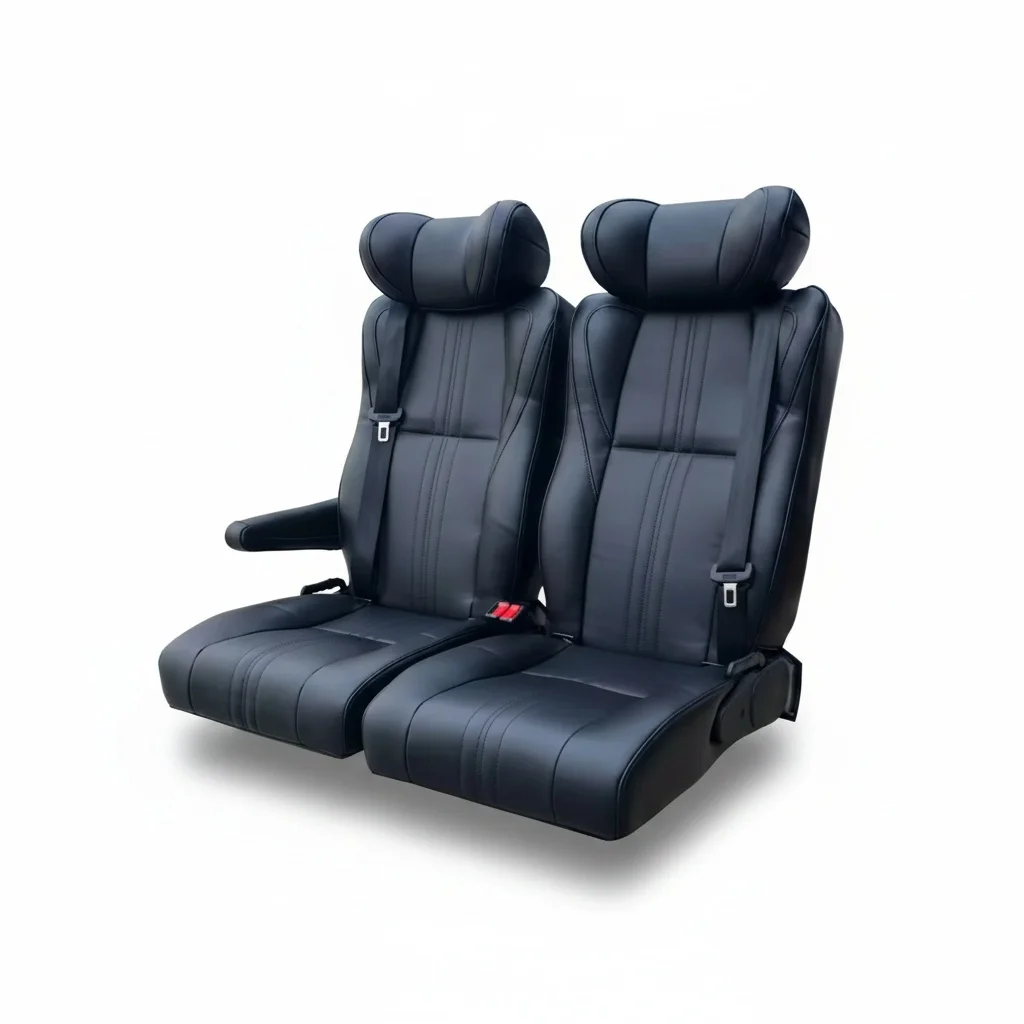 

Autoliuma PU Leather 360-degree Swing Two-Person Sleeper Seat Space-Saving Double Bench RV Lounge For Camper Van Motorhomes