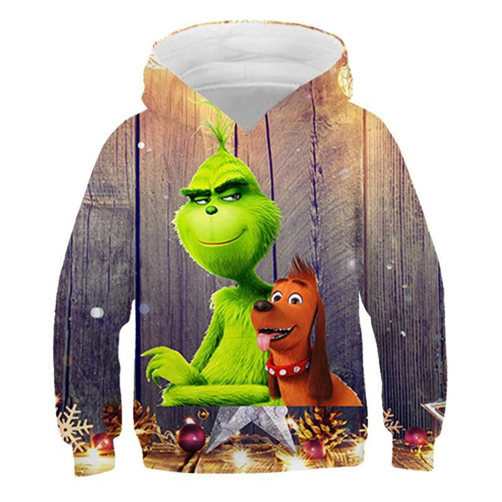 Grinch 2024 Kids 3D Hoodies Sweatshirt Long Sleeve Children\'s Cloth Boys/Girls Cartoon Cool Tops Pullover Hoodies & Sweatshirts