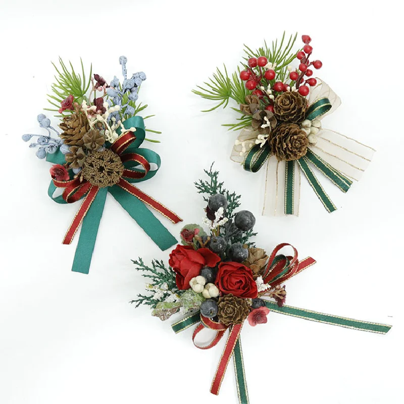 Boutonniere e pulso Corsage para o Natal, Red Berry, Blueberry Berry, Pineapple Festival, Pulseira De Casamento, Handflower 420