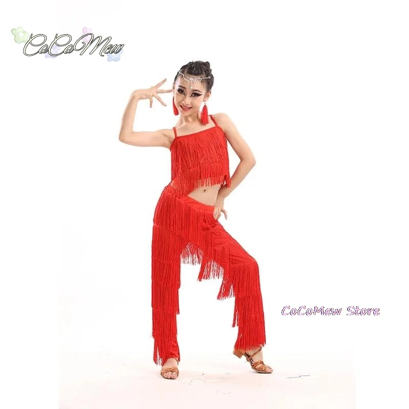 ชุดเต้นรำละตินสำหรับเด็ก, ชุดเดรสมีพู่ขนาดใหญ่พิเศษกางเกงเด็กผู้หญิงชุดแสดงบนเวที