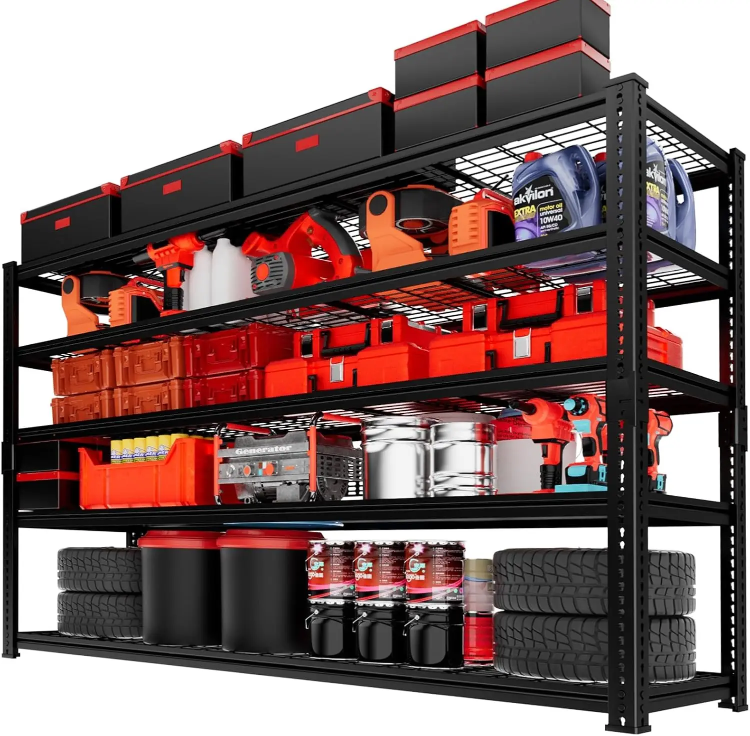 

Heavy Duty Metal Shelving Unit, 3300 LBS Capacity Adjustable 5-Tier Rack for Garage Pantry Warehouse Organization