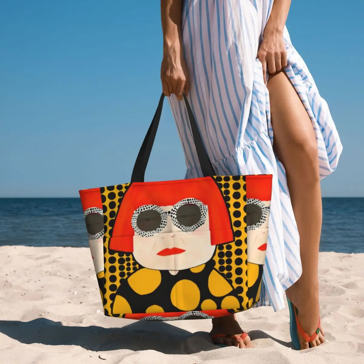 Yayoi Kusama Abstract Painting Beach Tote Bag Sport Gym Yoga Duffle Large Tote Bag Women Travel Bag Fitness bag