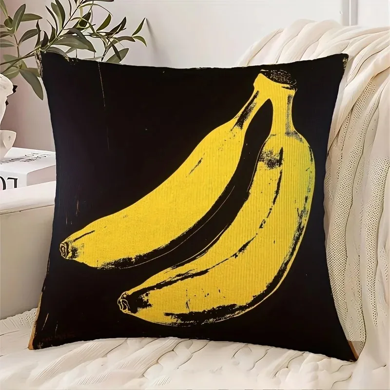 

Pop Art Banana Pillowcase Yellow Fruit Peach Skin Cushion Cover Black Minimalist Throw Pillow For Sofa Living Room Decor