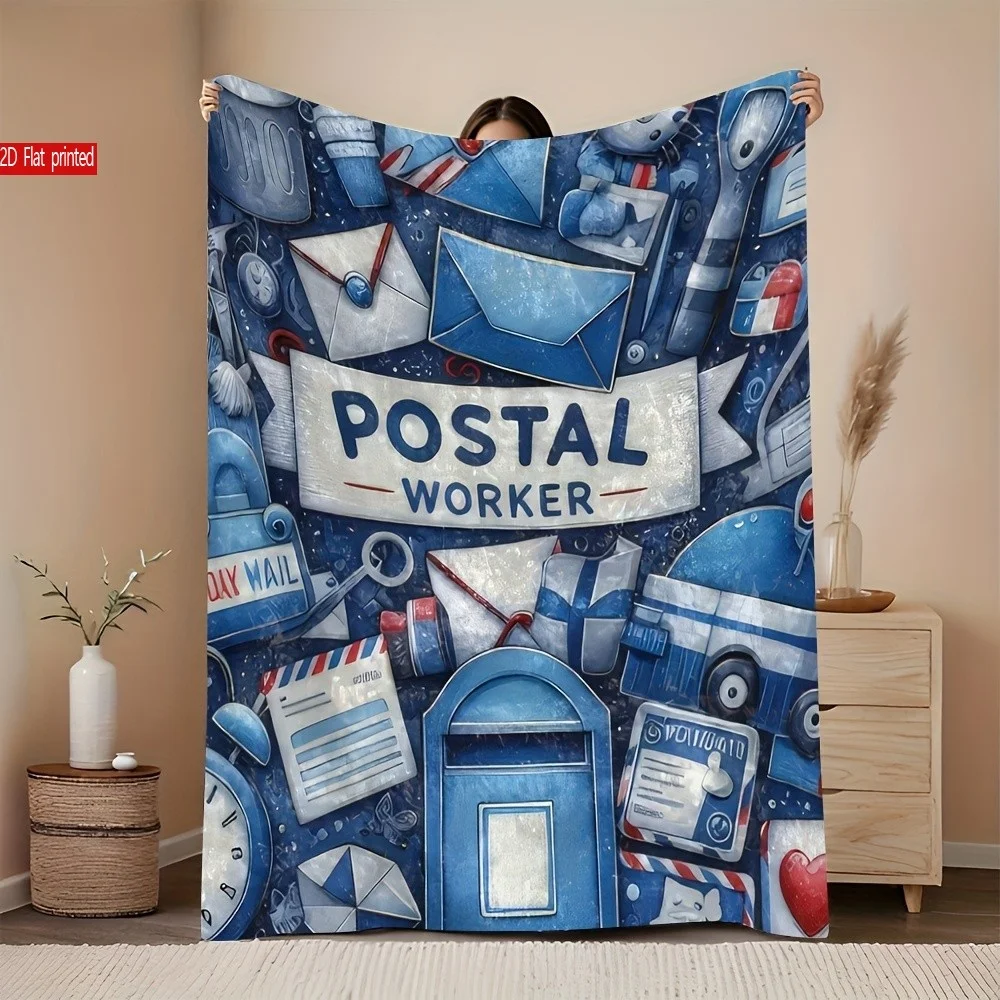Postal Worker Blanket Mailbox Envelope Stamp Print Career Pride Gift Throw
