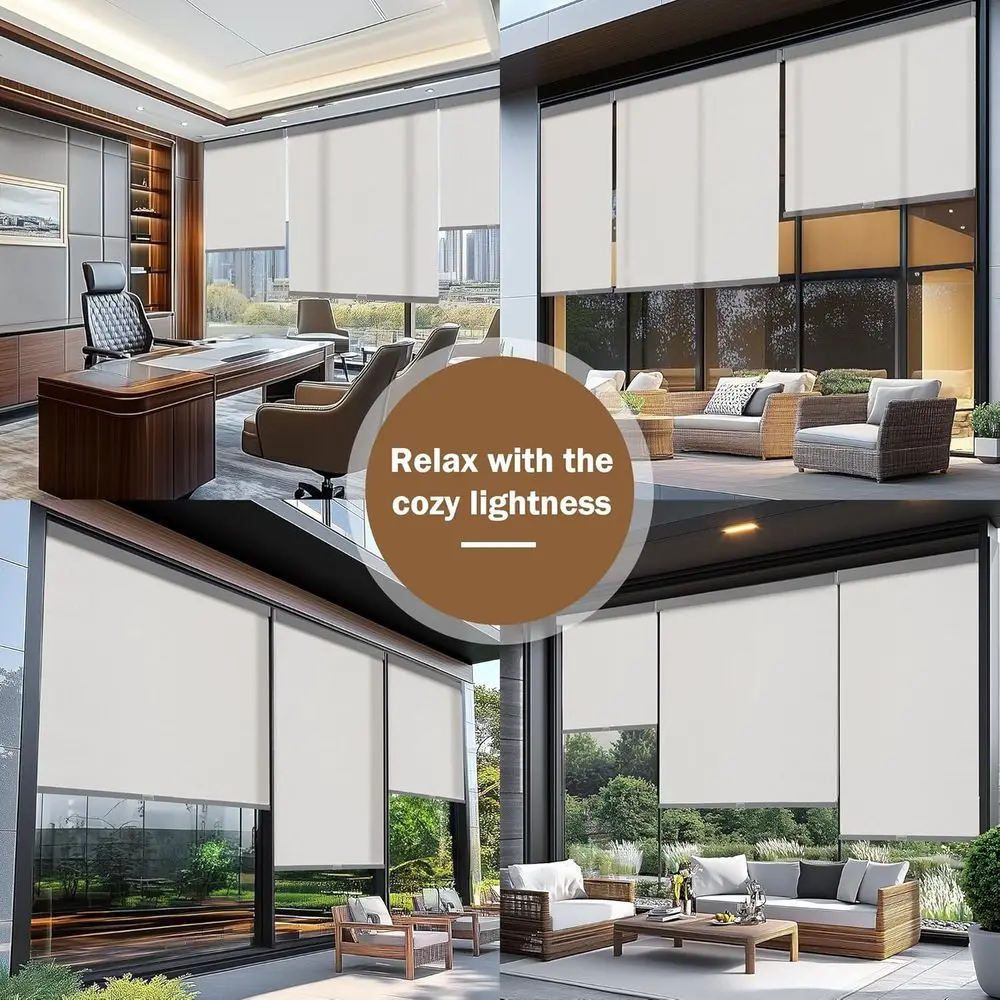 Tendine a rullo filtranti per luce senza fili con mantovana, diametro dell'1%, isolamento termico, protezione UV, tende grigie intrecciate naturali (